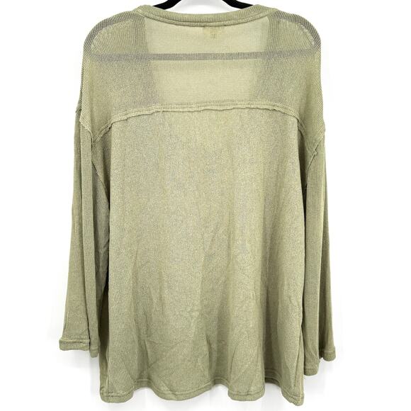 POL Top Women's L Sage Green Lightweight Sweater Cottagecore Prairie Minimalist - Picture 4 of 6
